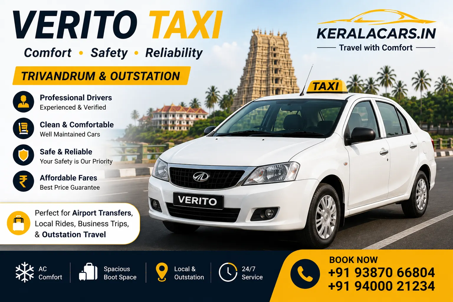 Verito Taxi Service in Trivandrum