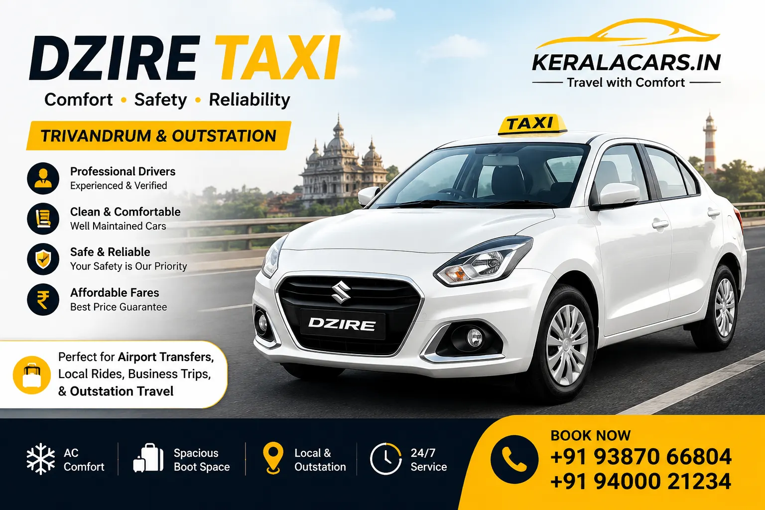 dzire taxi in trivandrum