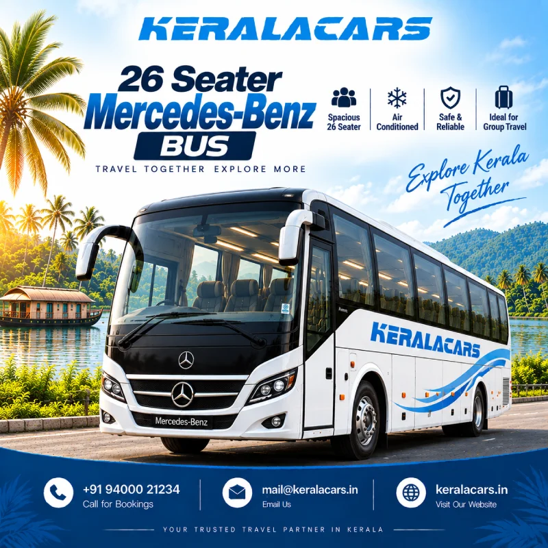26 seater Mercedes Benz bus hire in Kochi